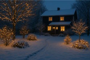 kausivalot, tunnelma, piha, talvi